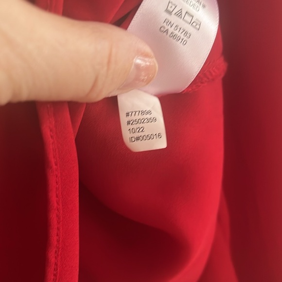 Women's Red V-Neck Blouse - Picture 6 of 6